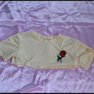 Super cropped rose embroidered crop top